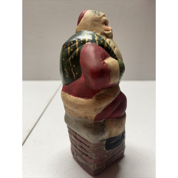 WALNUT RIDGE COLECTIBLES FOLK ART CHALKWARE 1996 SANTA WITH GIFT BAG SIGNED - Picture 2 of 5